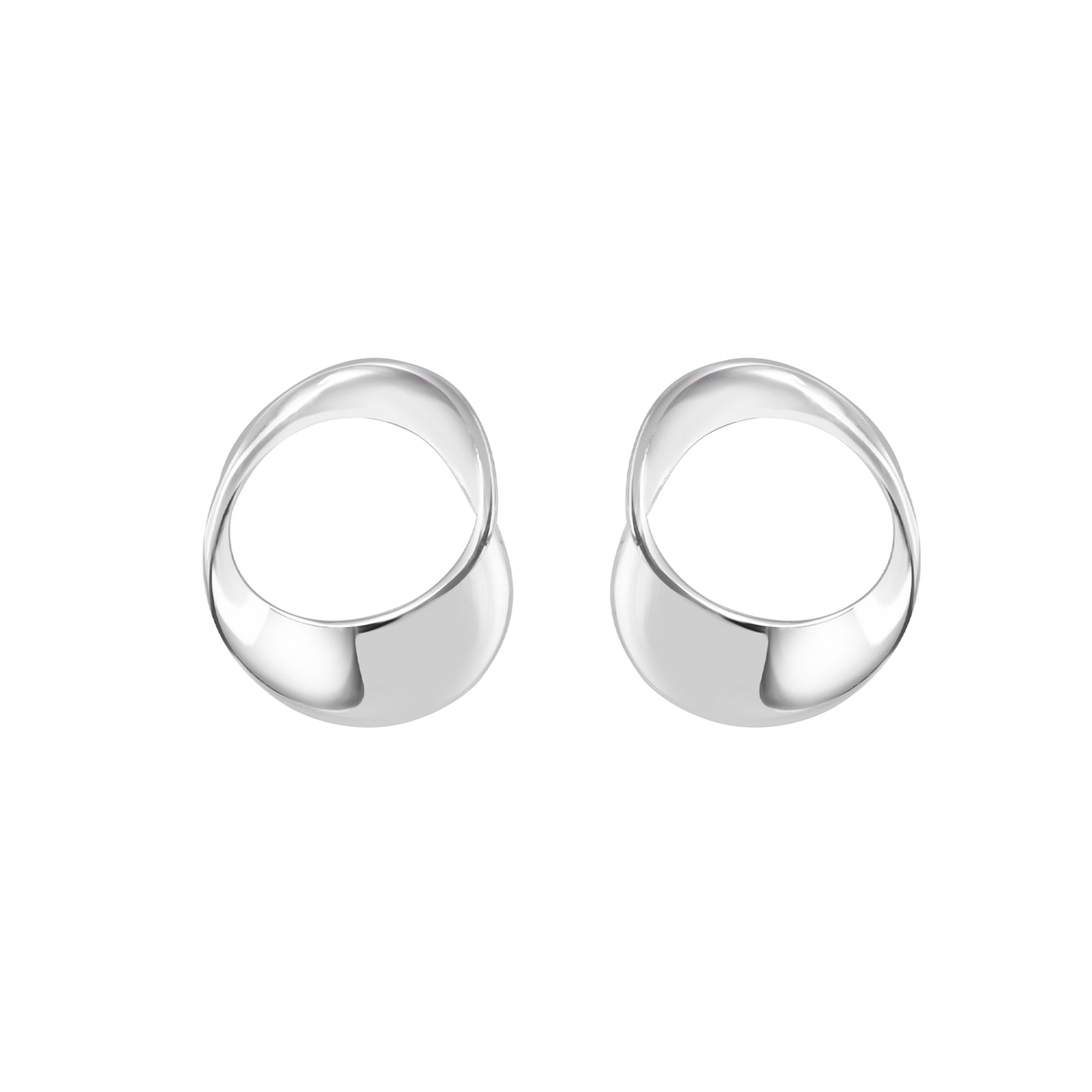 Sterling Silver Open Twisted Circular Polished Stud Earrings