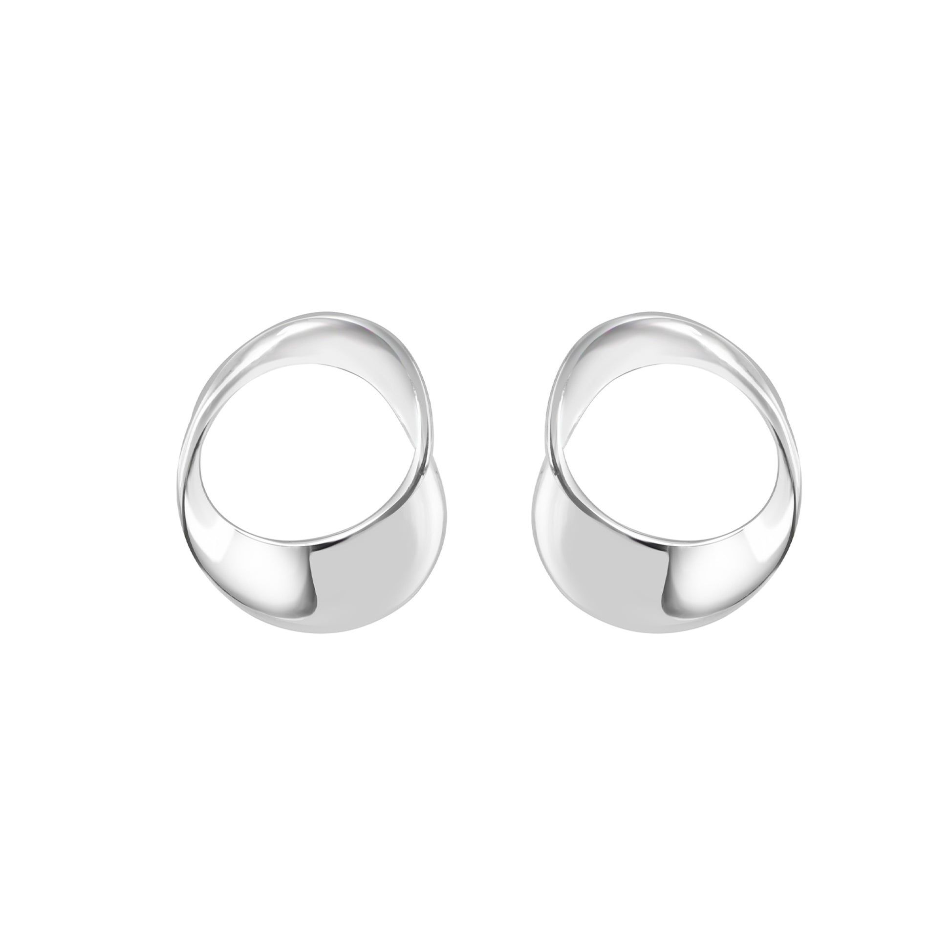 Sterling Silver Open Twisted Circular Polished Stud Earrings