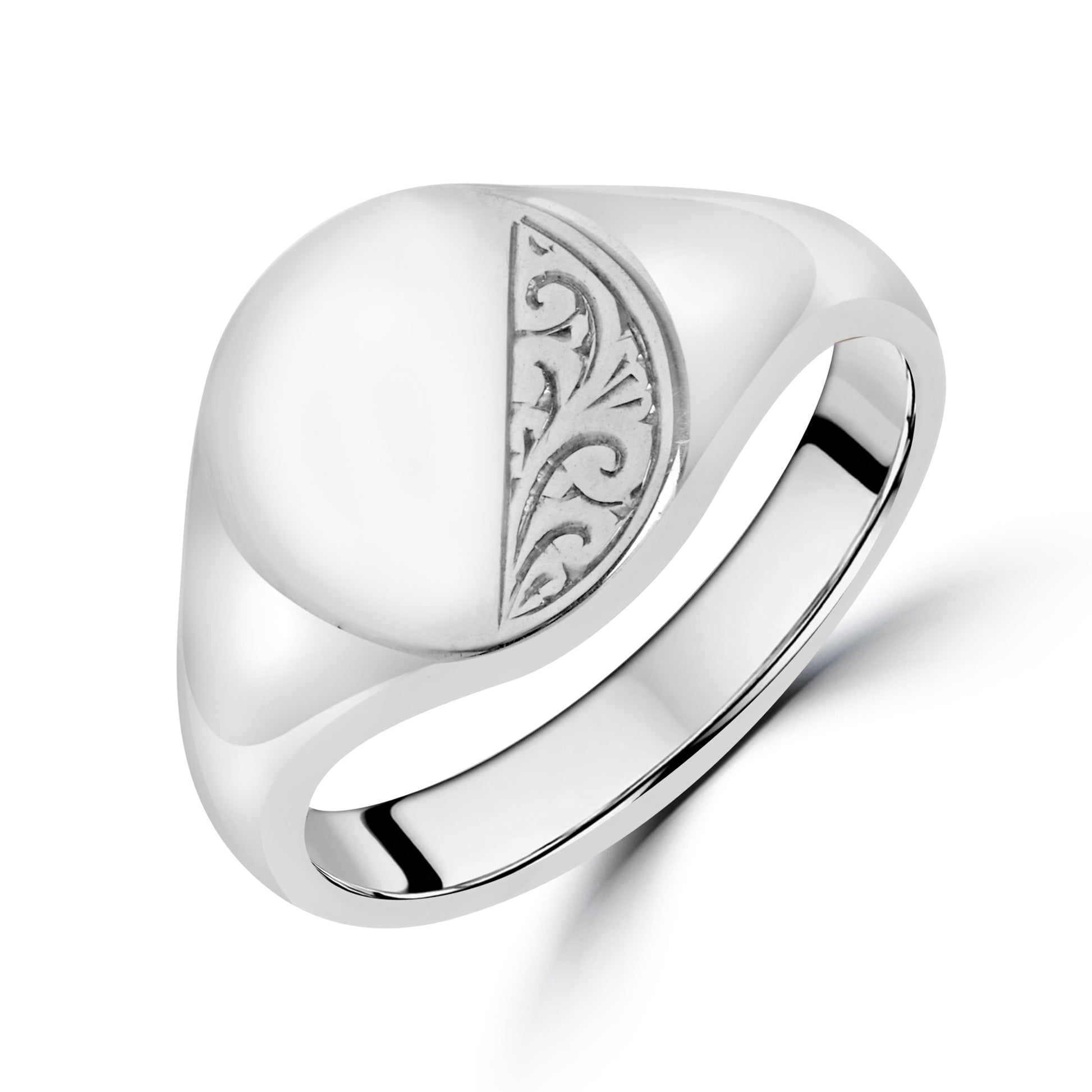 Sterling Silver Oval Engraved Signet Ring