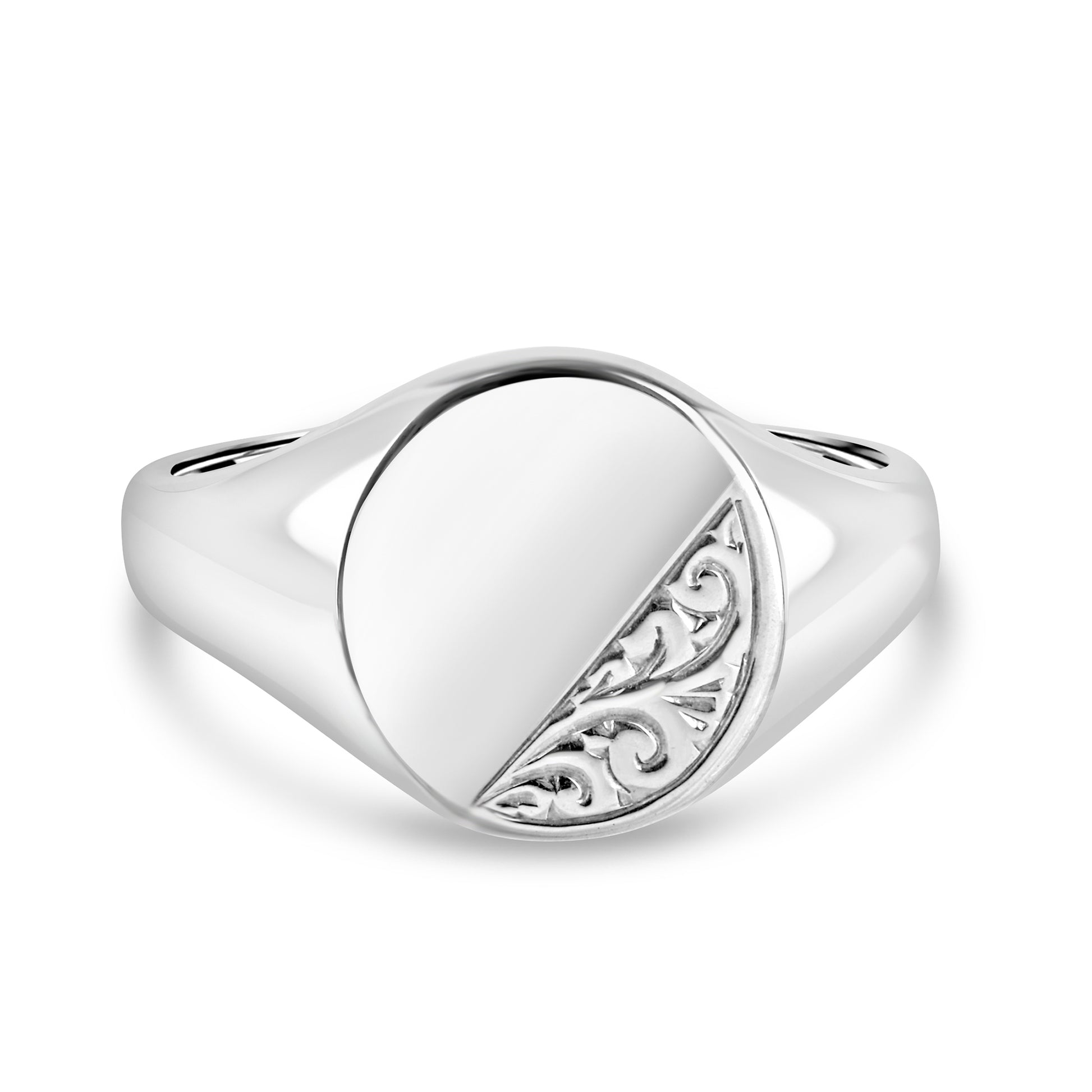 Sterling Silver Oval Engraved Signet Ring