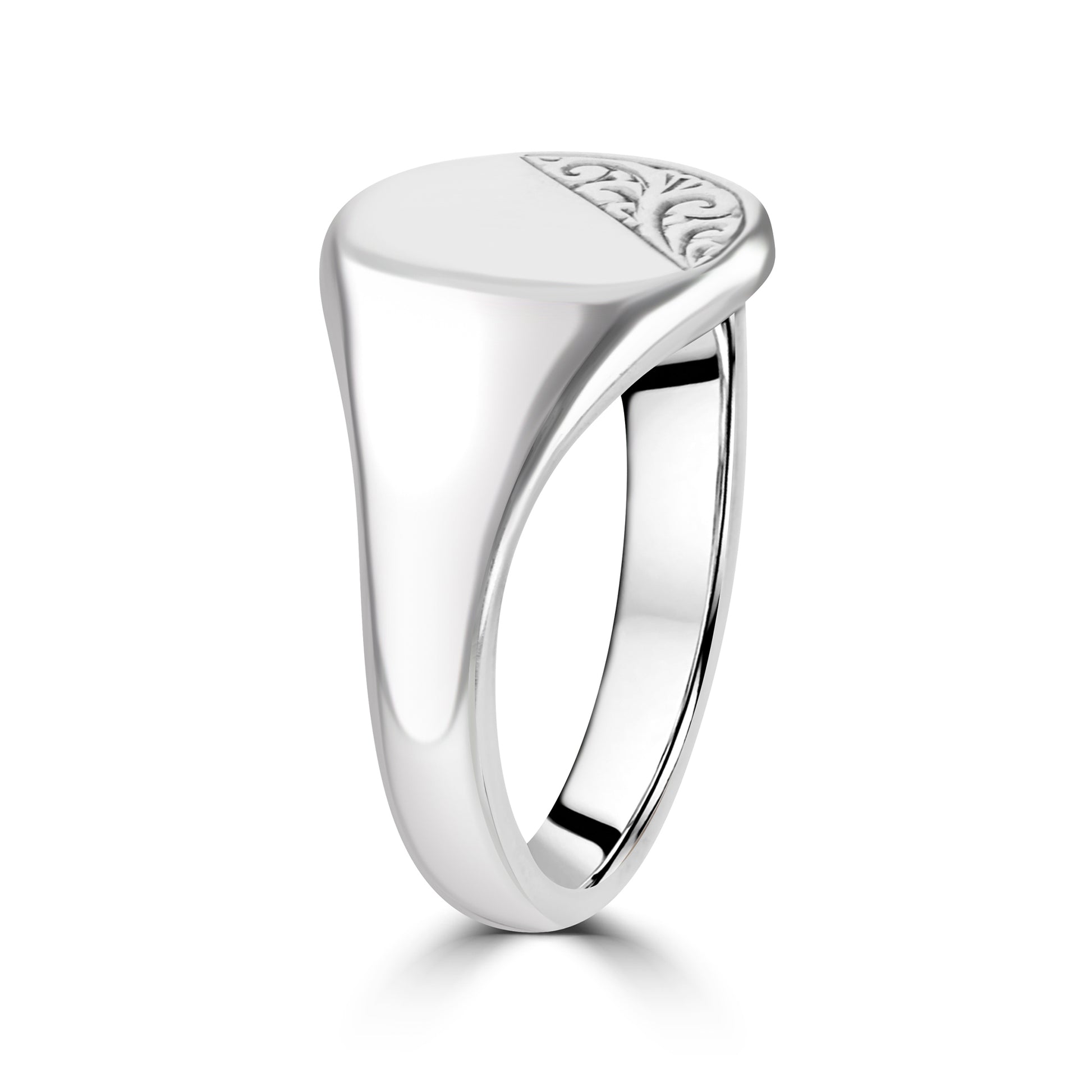 Sterling Silver Oval Engraved Signet Ring