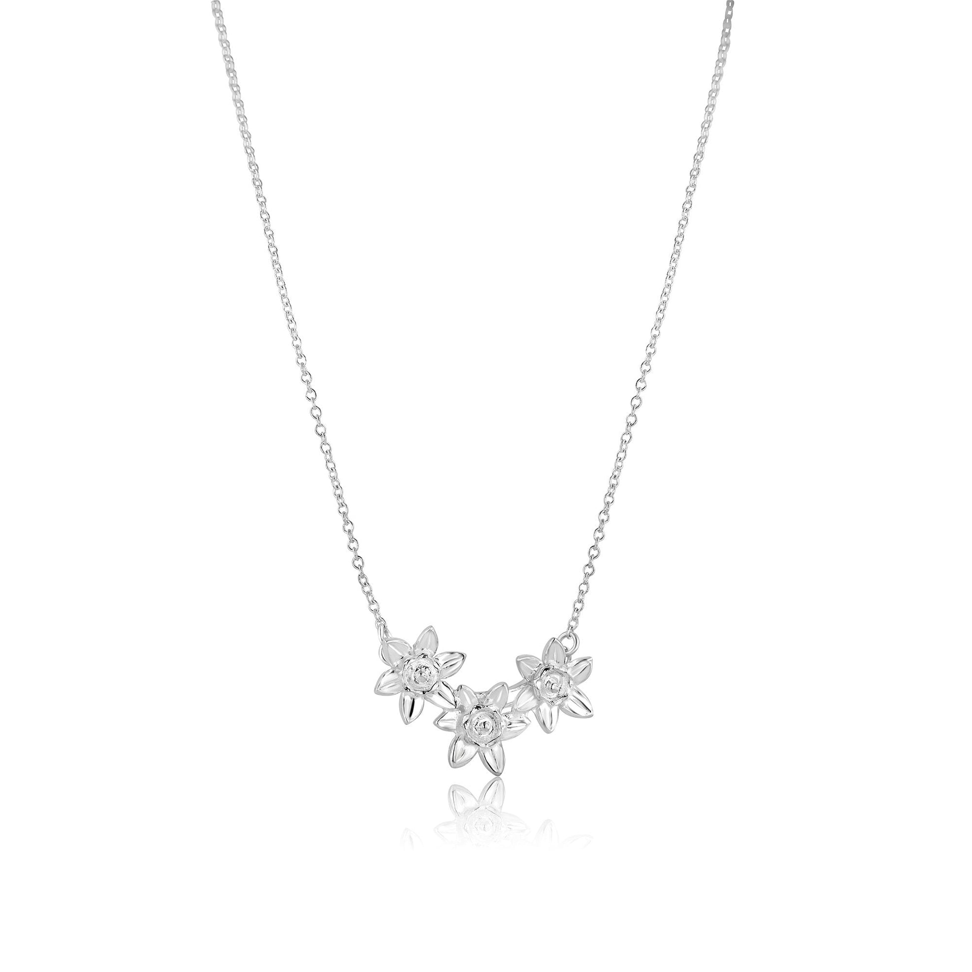 Sterling Silver Pretty Daffodil Necklace