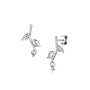 Sterling Silver Three Leaf Branch Drop Earrings