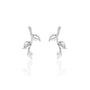 Sterling Silver Three Leaf Branch Drop Earrings