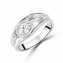 Sterling Silver Triple Band Oval Cubic Zirconia Dress Ring