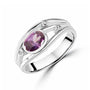 Sterling Silver Triple Band Oval Purple Cubic Zirconia Dress Ring