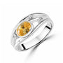 Sterling Silver Triple Band Oval Yellow Cubic Zirconia Dress Ring