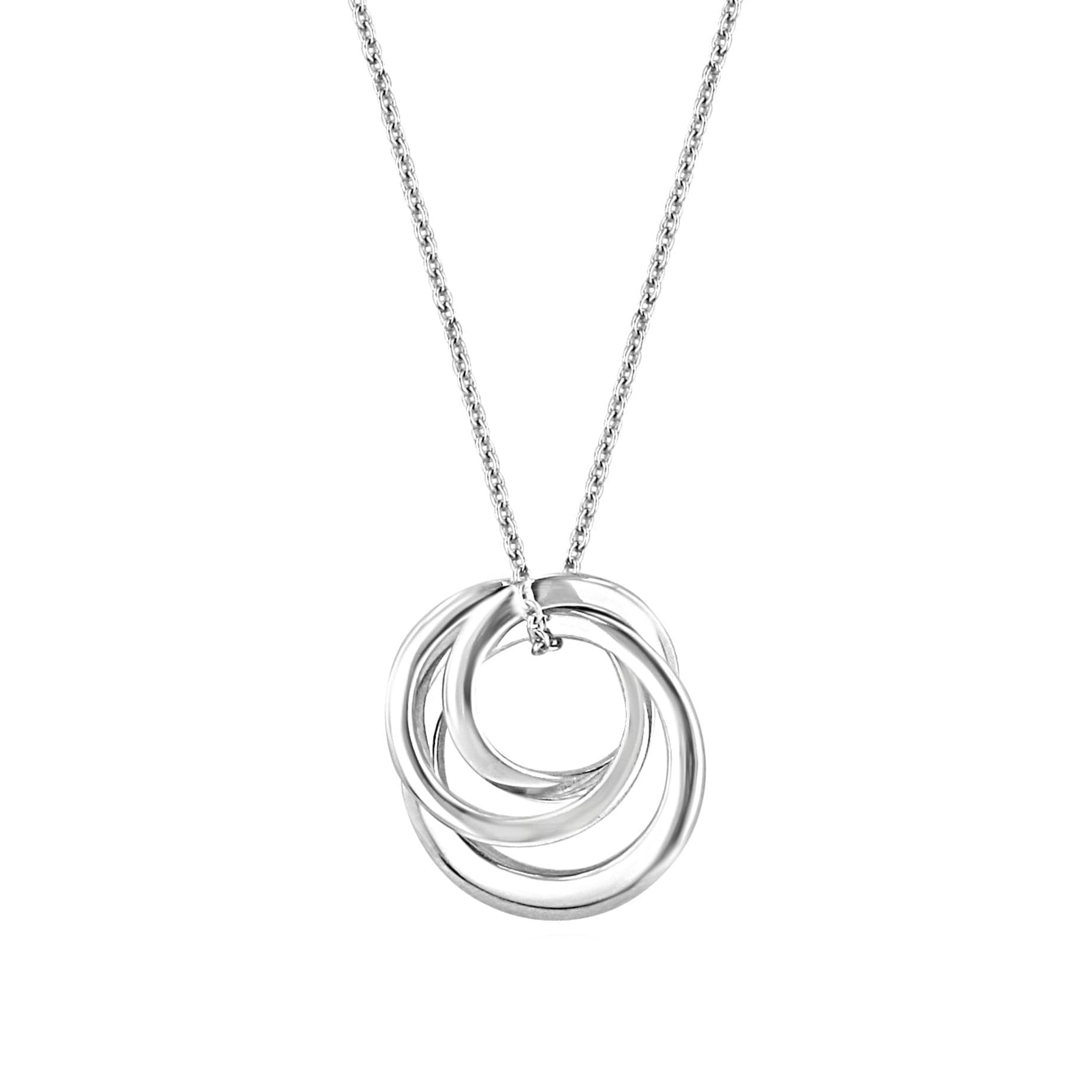 Sterling Silver Triple Interlocking Ring Necklace