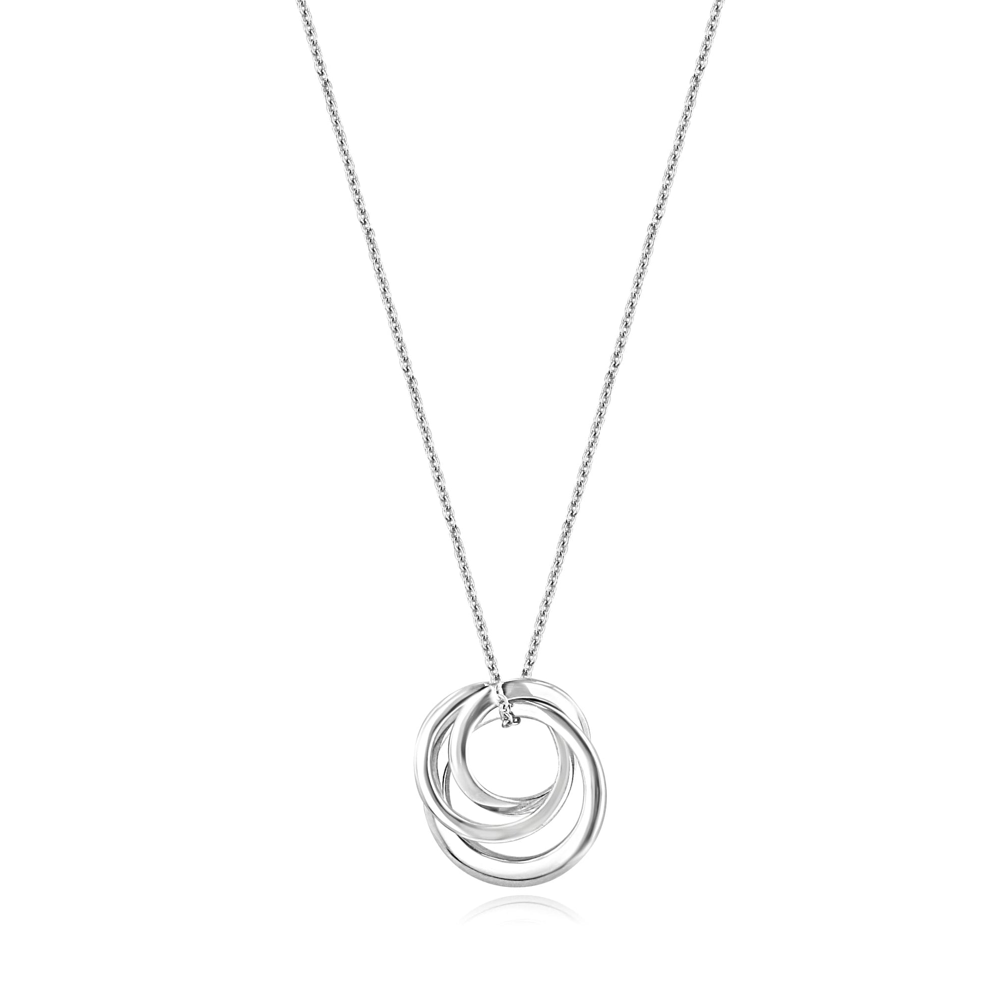 Sterling Silver Triple Interlocking Ring Necklace