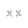 Sterling Silver and CZ Criss Cross Stud Earrings