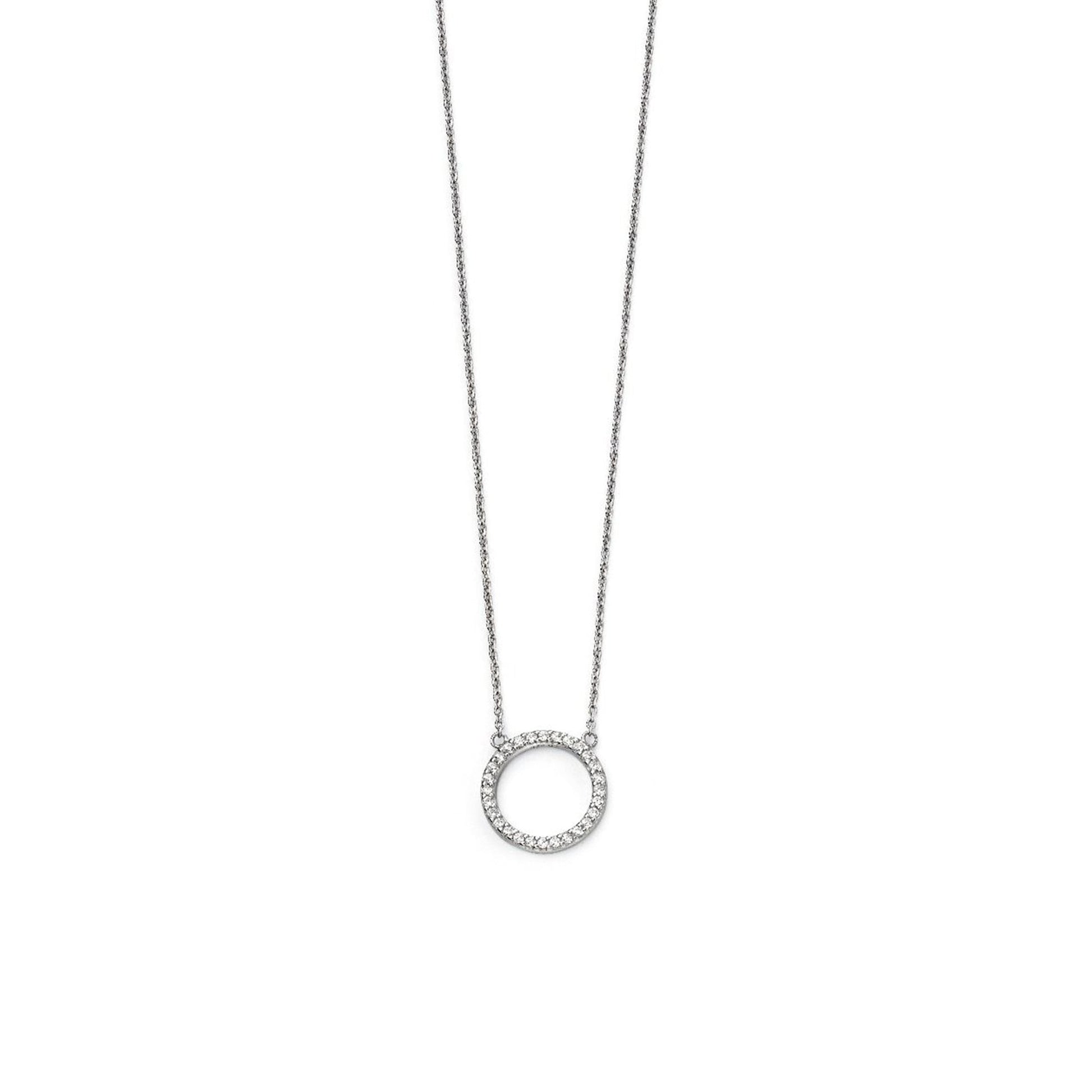 Sterling Silver and CZ Open Circle Necklace
