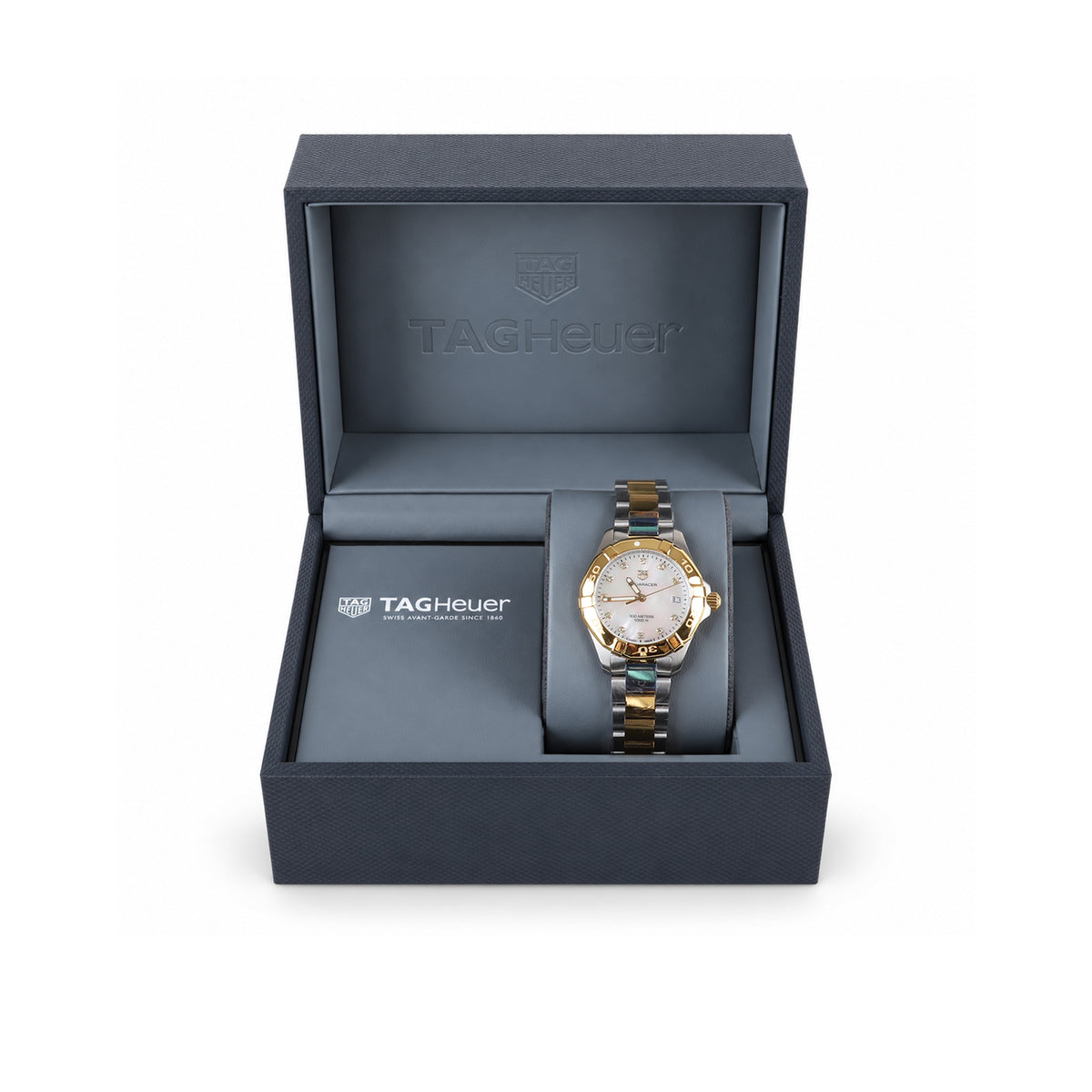 TAG Heuer Aquaracer 32mm Mother of Pearl Diamond Dial Two-Tone Pre-Owned Watch