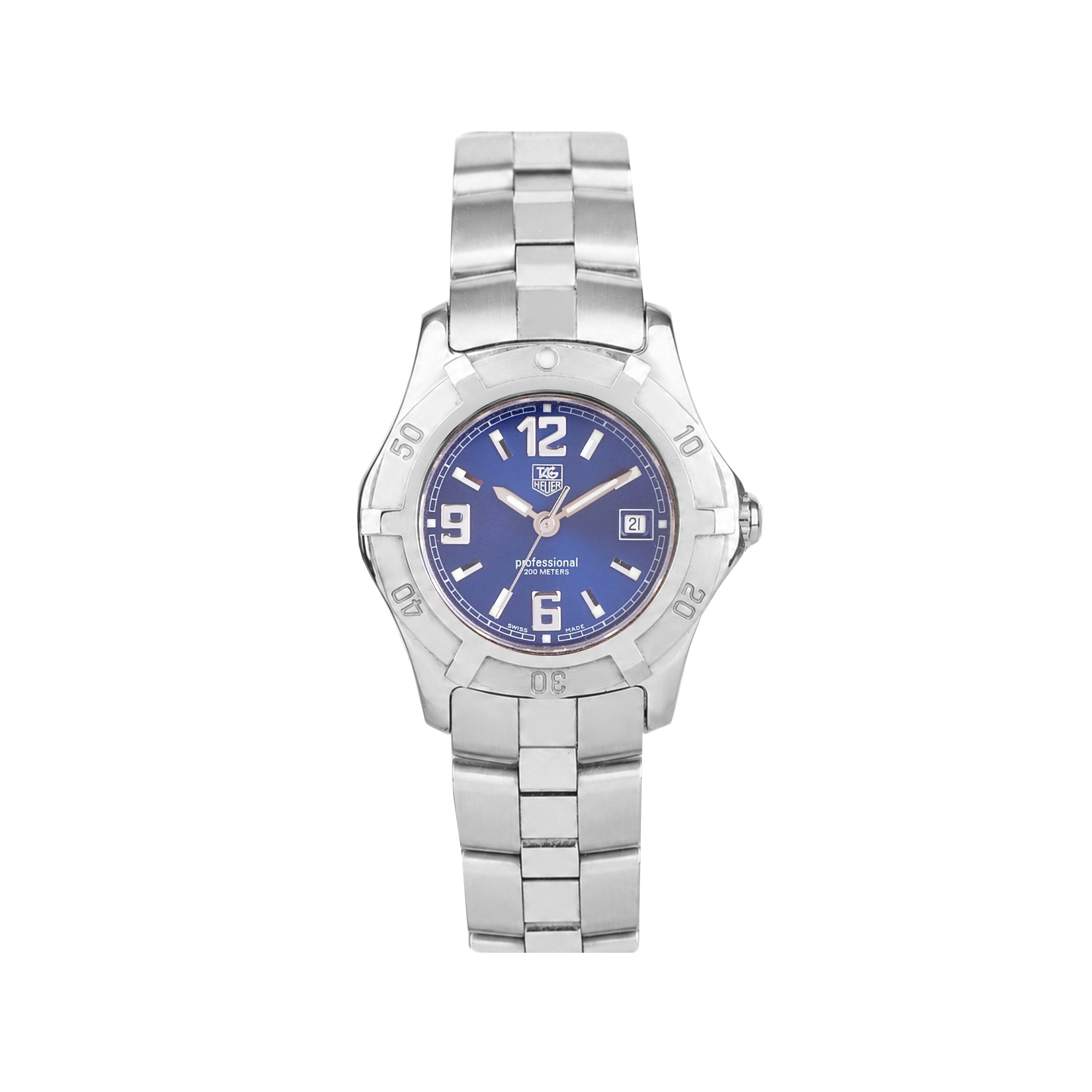 Tag Heuer 2000 Series Stainless Steel Ladies Pre-owned Watch With Blue Dial