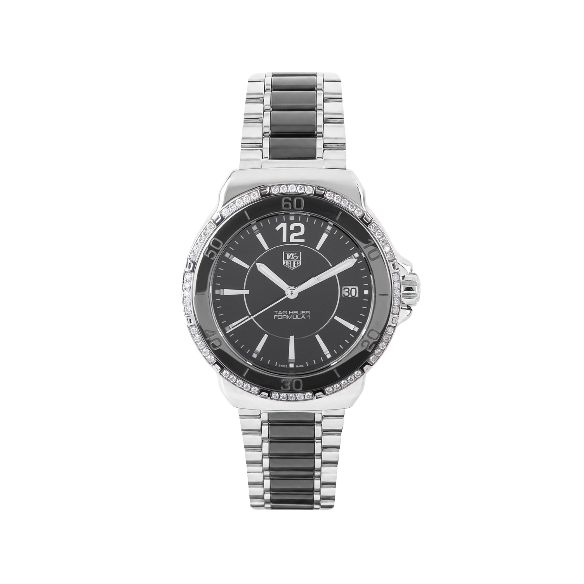 Tag Heuer Formula 1 37mm Diamond Bezel Steel and Black Ceramic Pre-Owned Watch