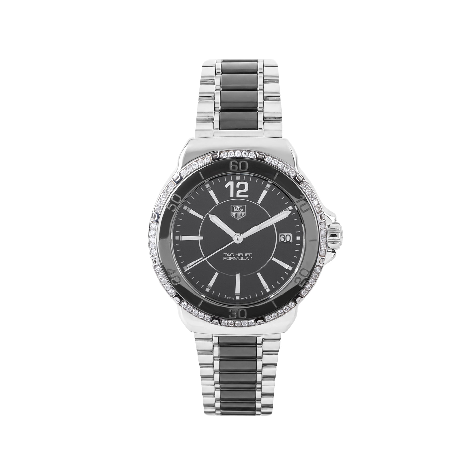 Tag Heuer Formula 1 37mm Diamond Bezel Steel and Black Ceramic Pre-Owned Watch