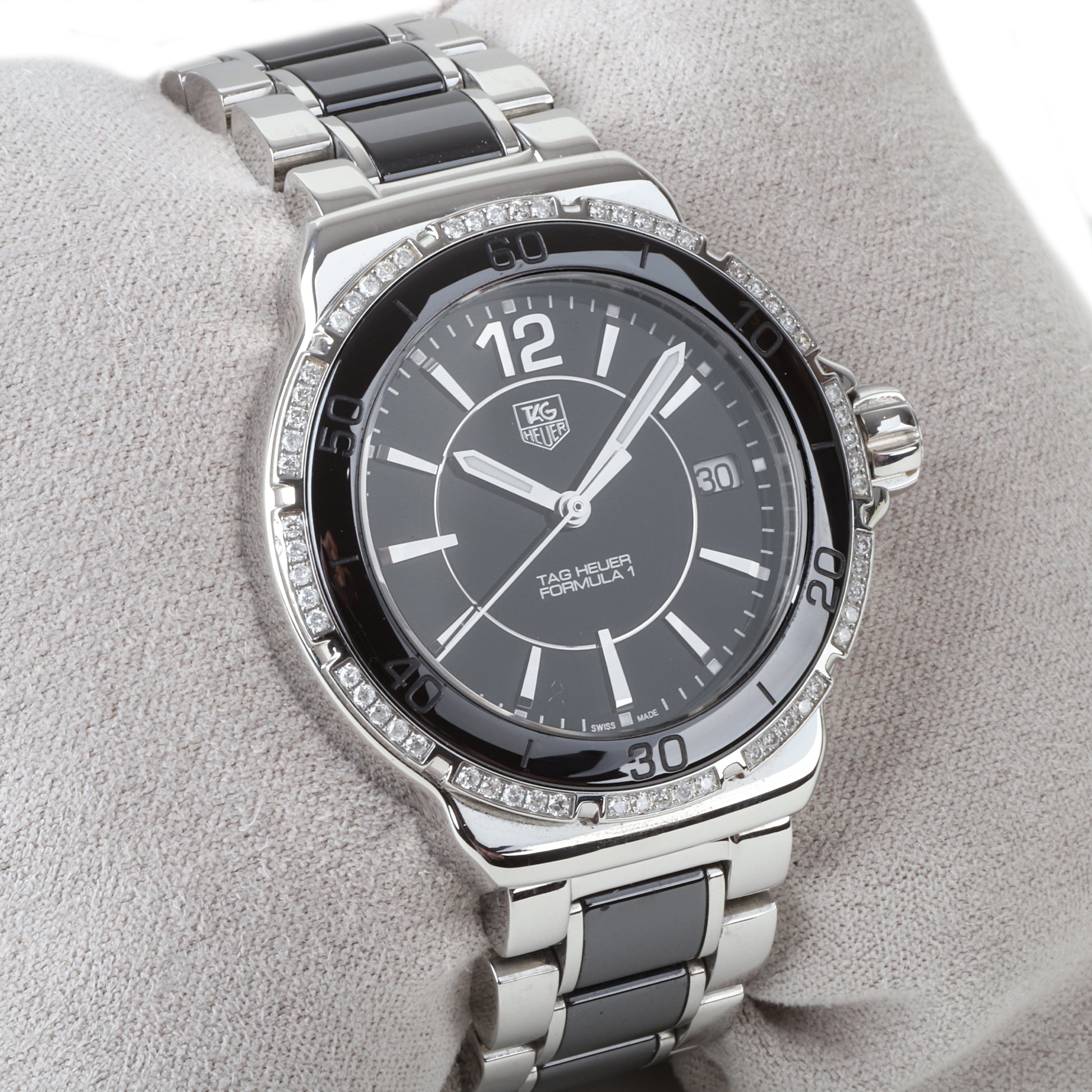 Tag Heuer Formula 1 37mm Diamond Bezel Steel and Black Ceramic Pre-Owned Watch