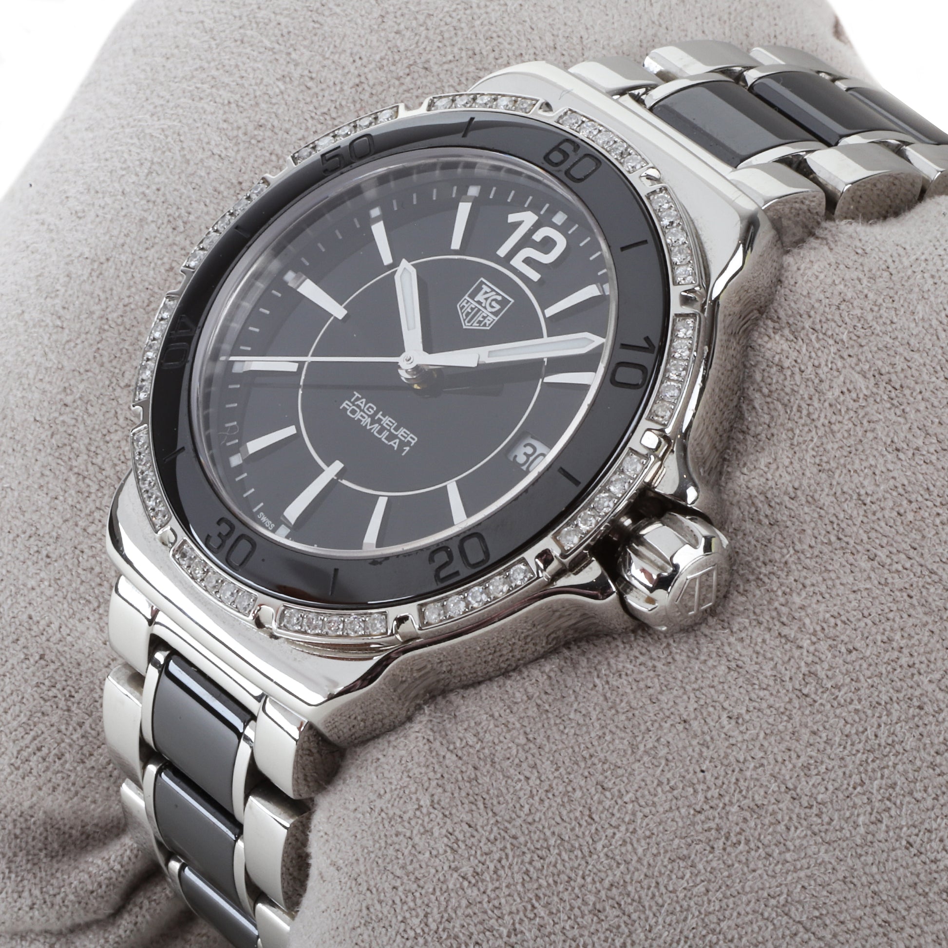 Tag Heuer Formula 1 37mm Diamond Bezel Steel and Black Ceramic Pre-Owned Watch