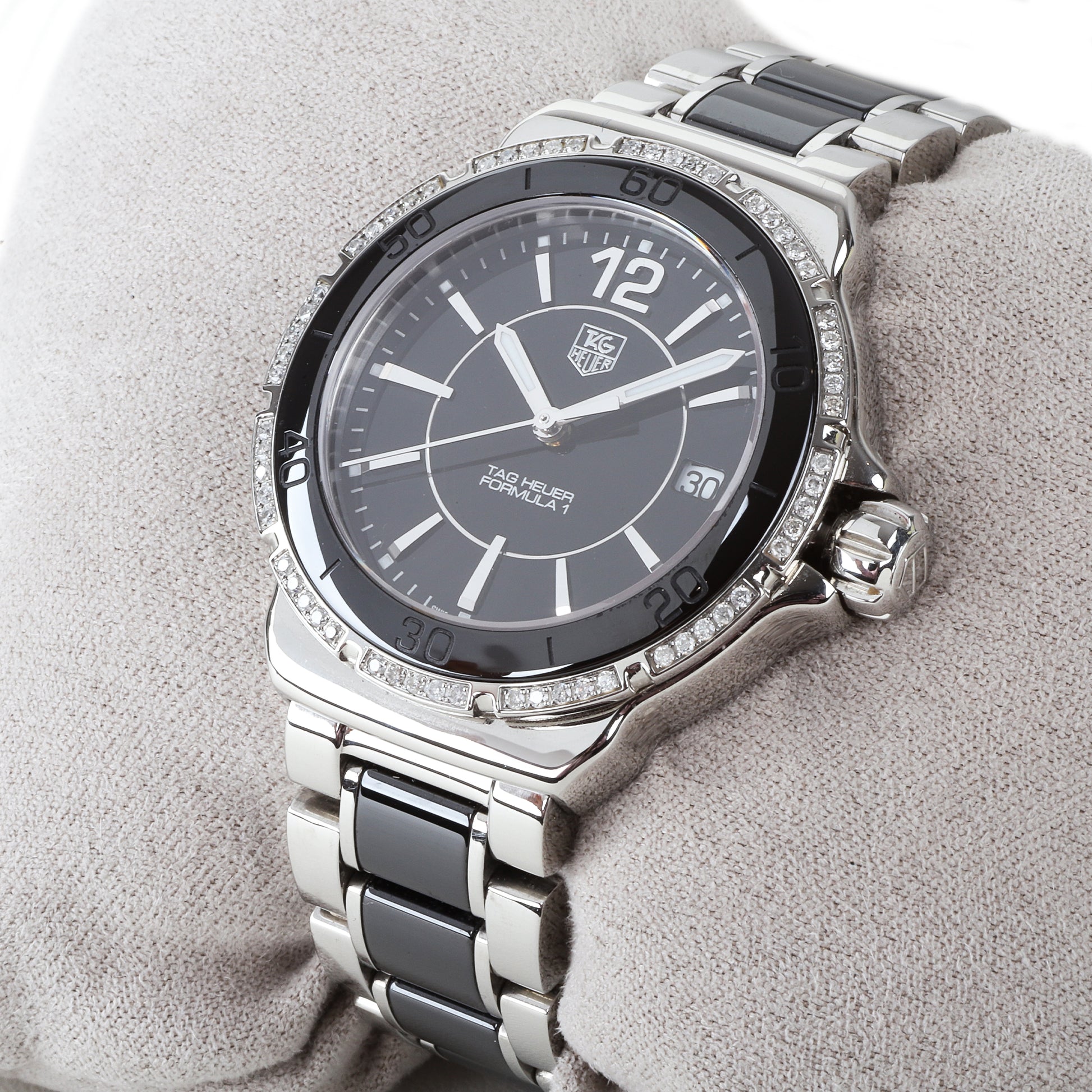 Tag Heuer Formula 1 37mm Diamond Bezel Steel and Black Ceramic Pre-Owned Watch
