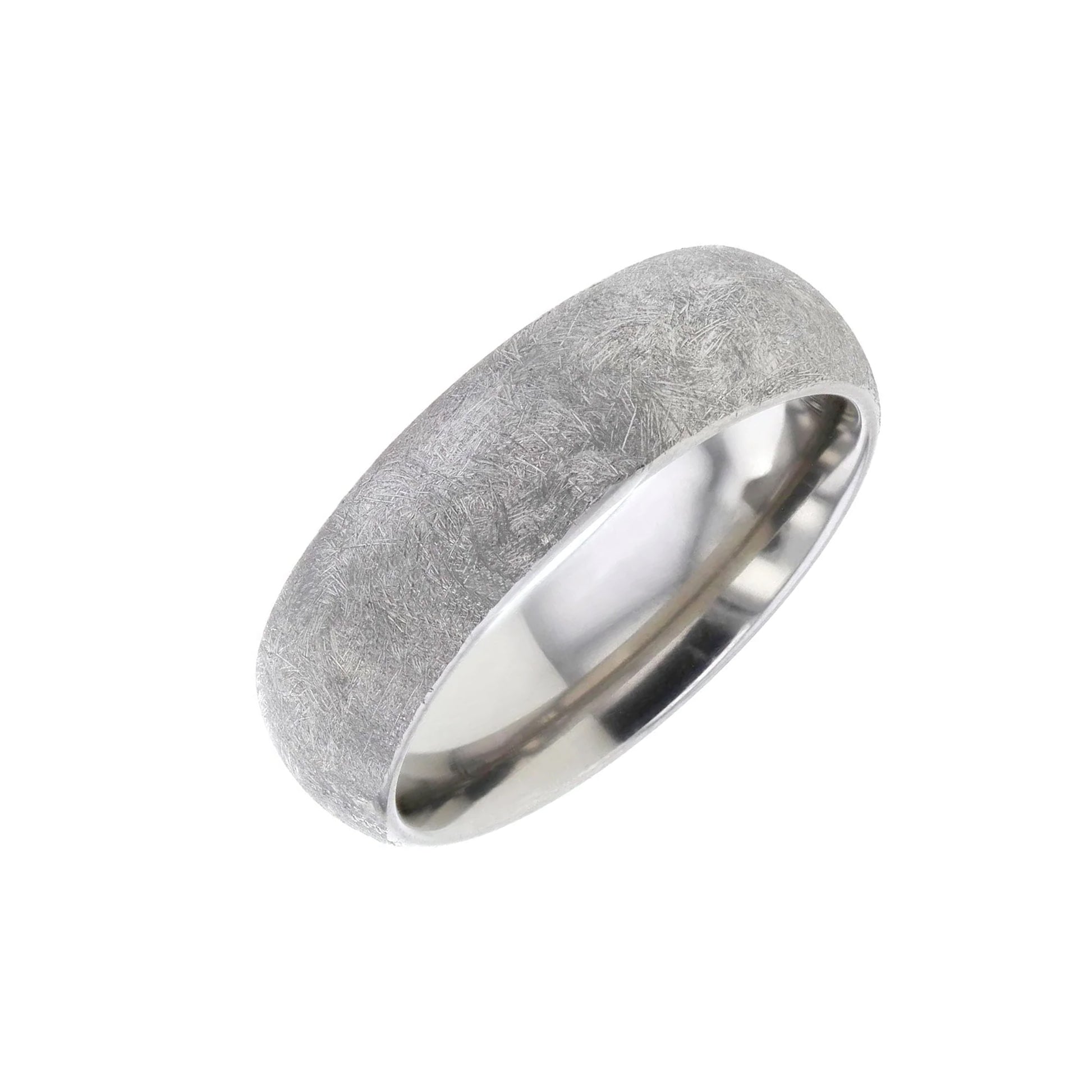 Titanium 7mm Dome Profile Wedding Ring with Wire Brush Finish