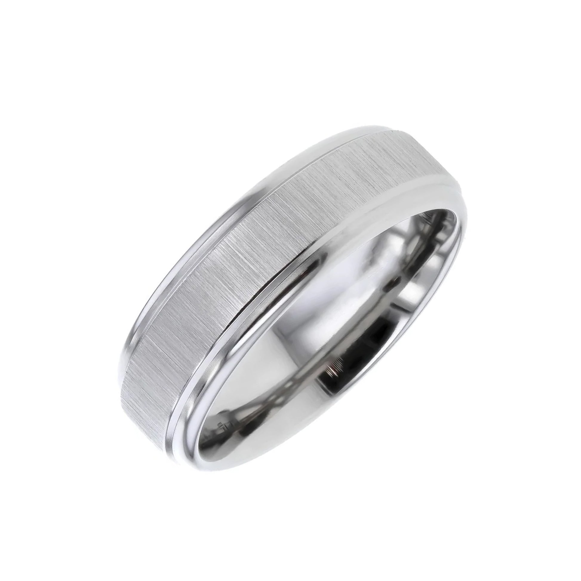 Titanium 7mm Flat Profile Wedding Ring with Linished Finish