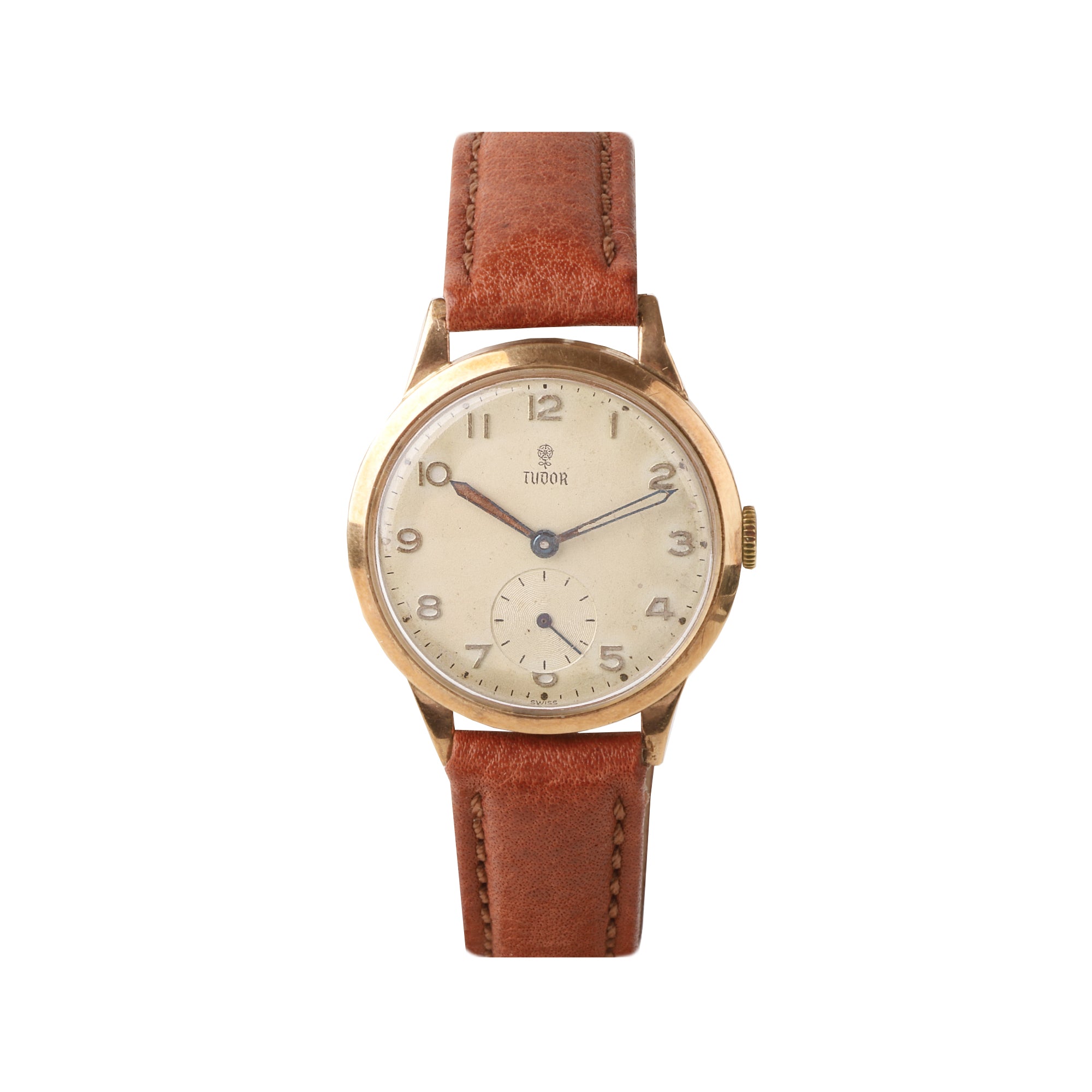 Tudor 9ct Yellow Gold Cream Arabic Dial Manual Pre-Owned Watch