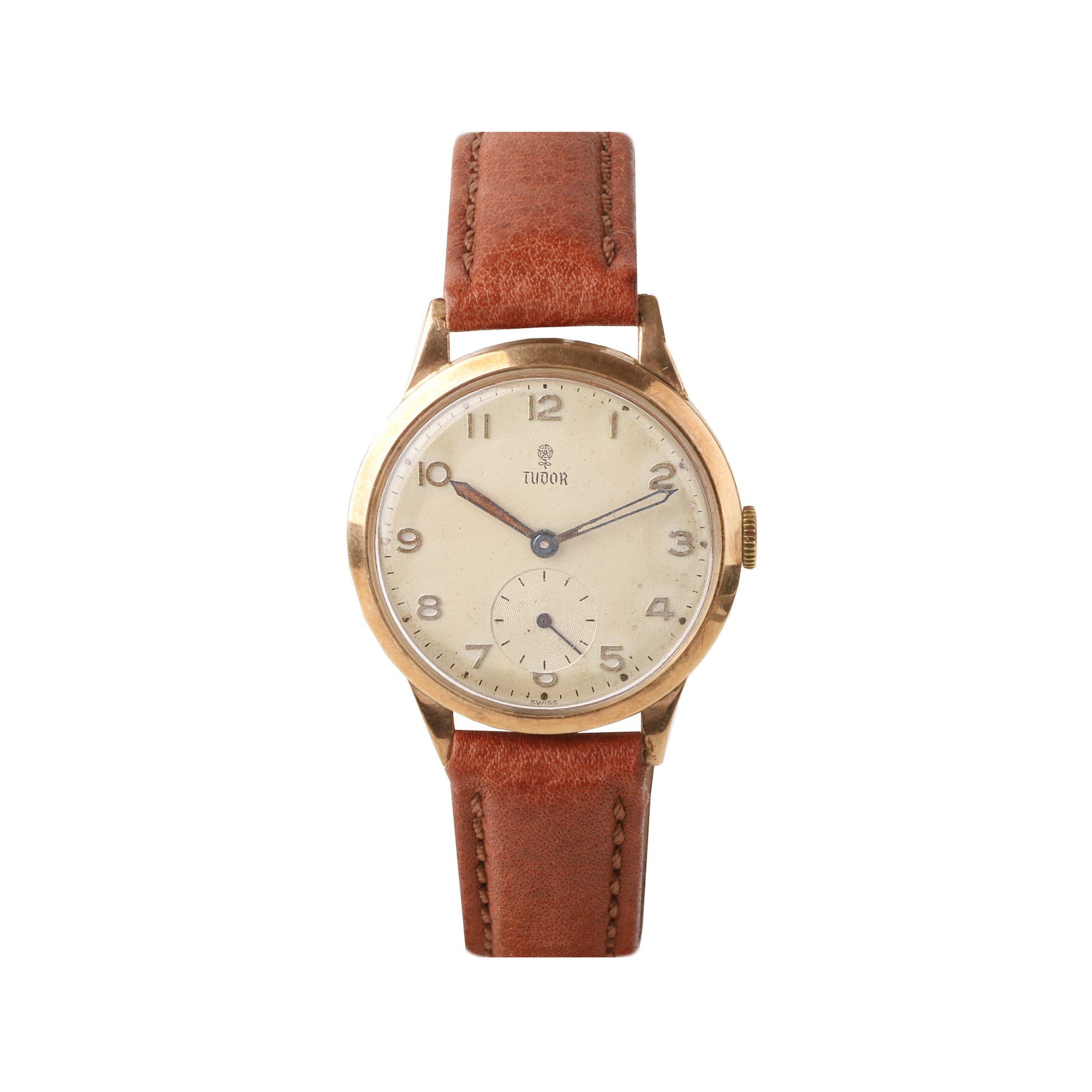 Tudor 9ct Yellow Gold Cream Arabic Dial Manual Pre-Owned Watch
