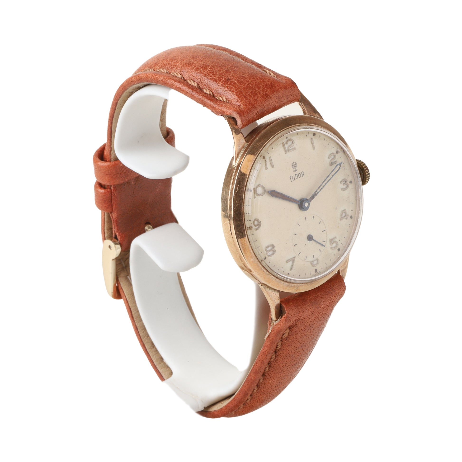Tudor 9ct Yellow Gold Cream Arabic Dial Manual Pre-Owned Watch