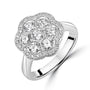 Unique White Gold Round Diamond Halo Cluster Ring RWD37471