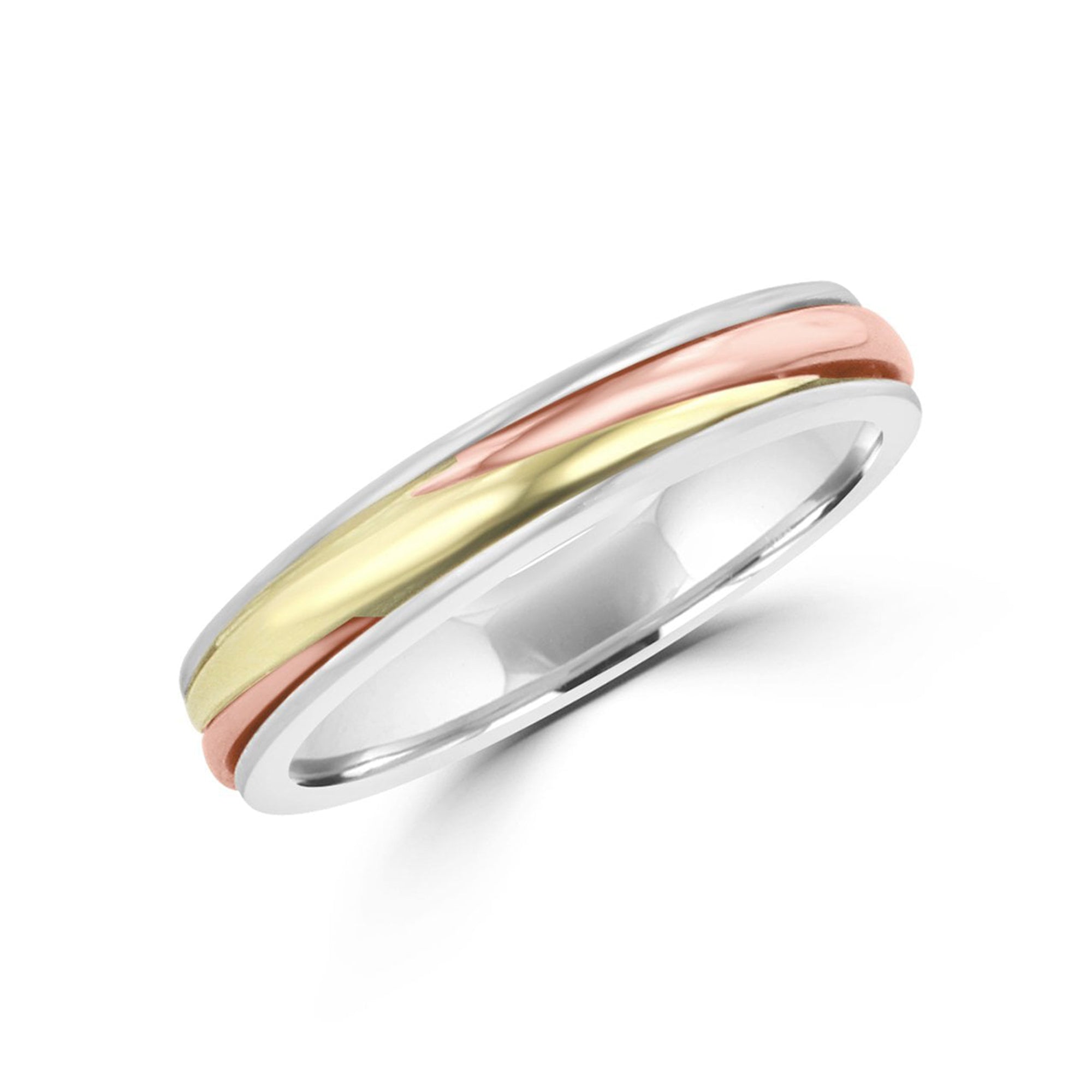 Unique 18ct Three Colour Gold Band Ring