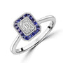 Vintage Inspired Sapphire & Diamond Cluster Ring With Beaded Edge