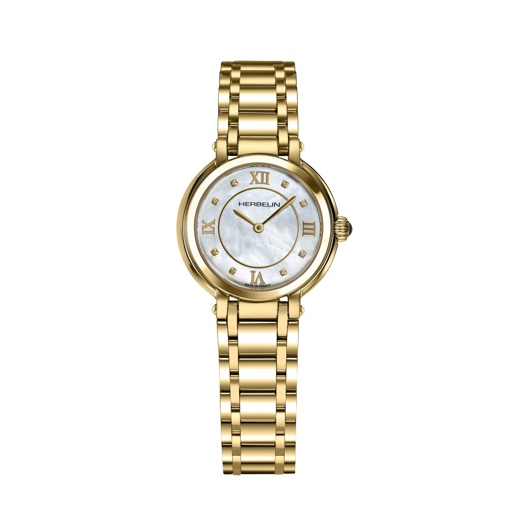 Womens Herbelin Galet Mother-of-Pearl Dial Gold PVD Plated Watch