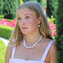 White Baroque Nucleated Freshwater Pearl Knotted Necklace with 9ct Yellow Gold Ball Clasp
