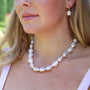White Baroque Nucleated Freshwater Pearl Knotted Necklace with 9ct Yellow Gold Ball Clasp