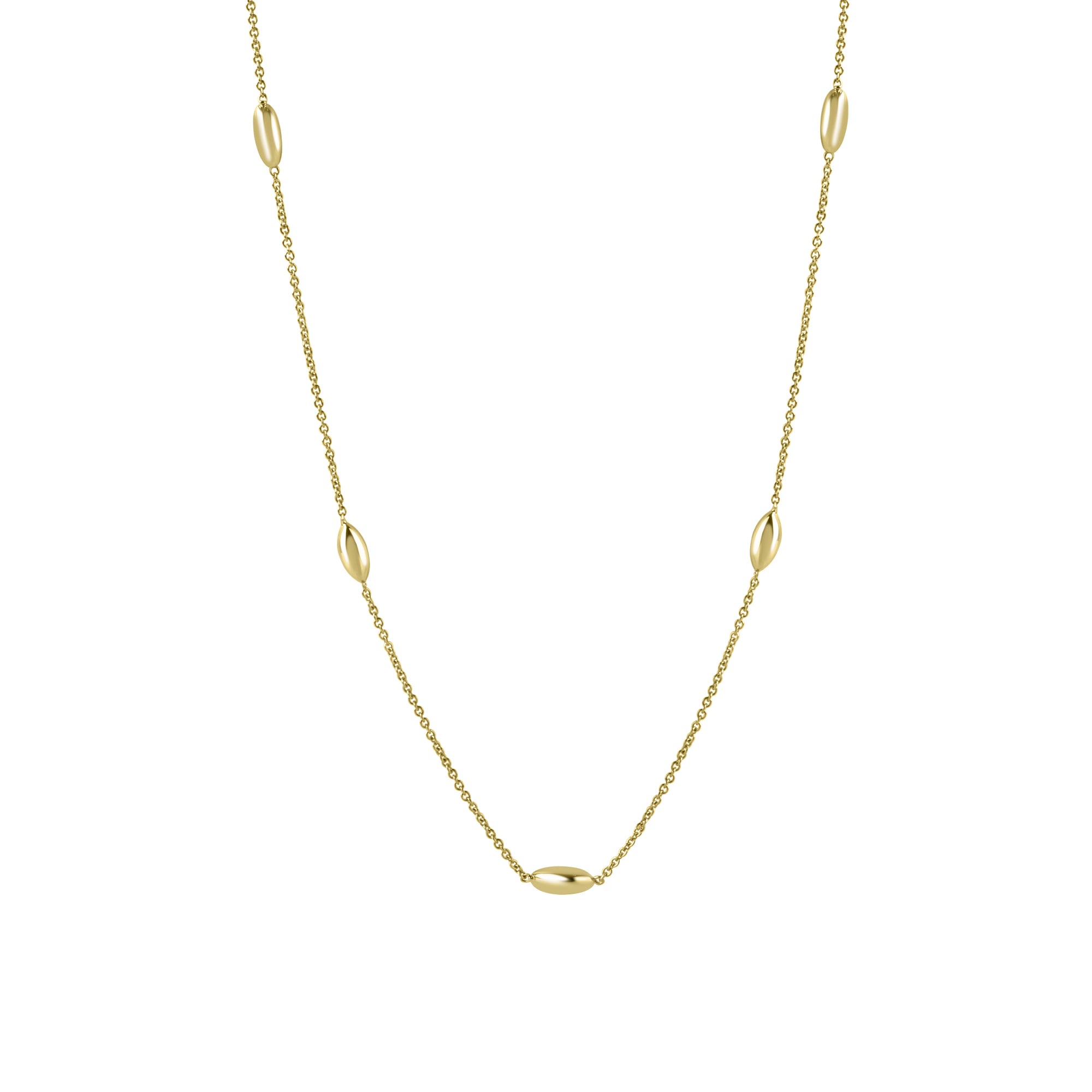 Yellow Gold Marquise Bead Trace Necklace