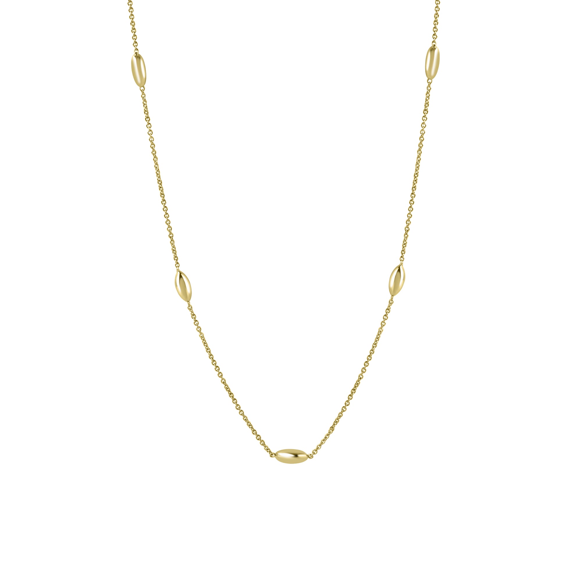 Yellow Gold Marquise Bead Trace Necklace