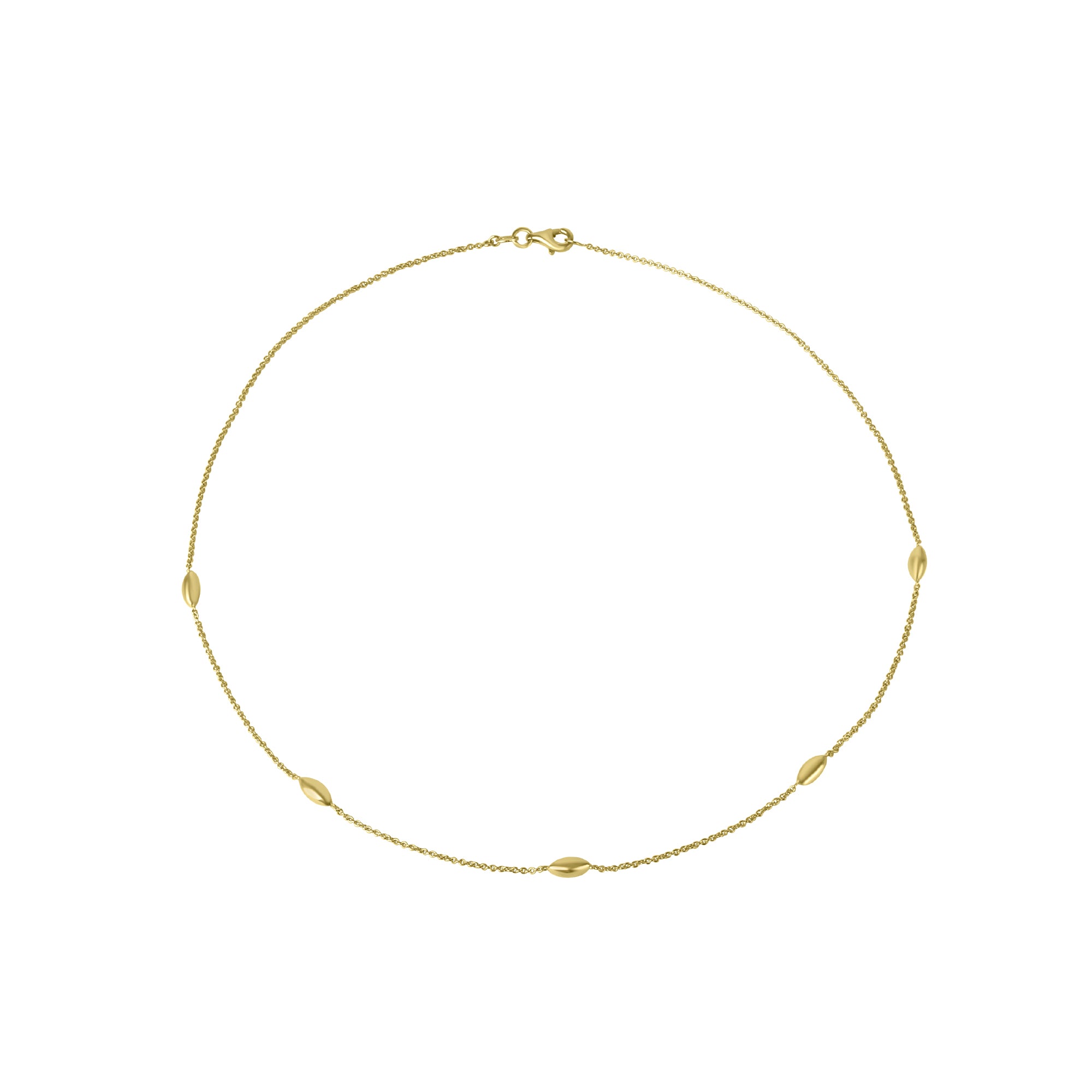 Yellow Gold Marquise Bead Trace Necklace