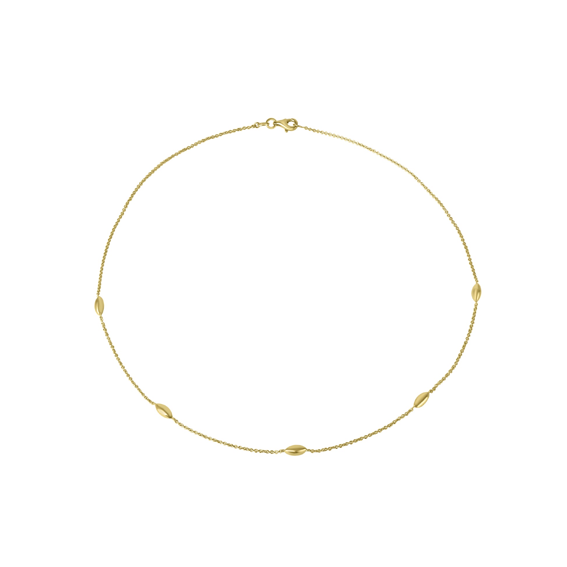 Yellow Gold Marquise Bead Trace Necklace