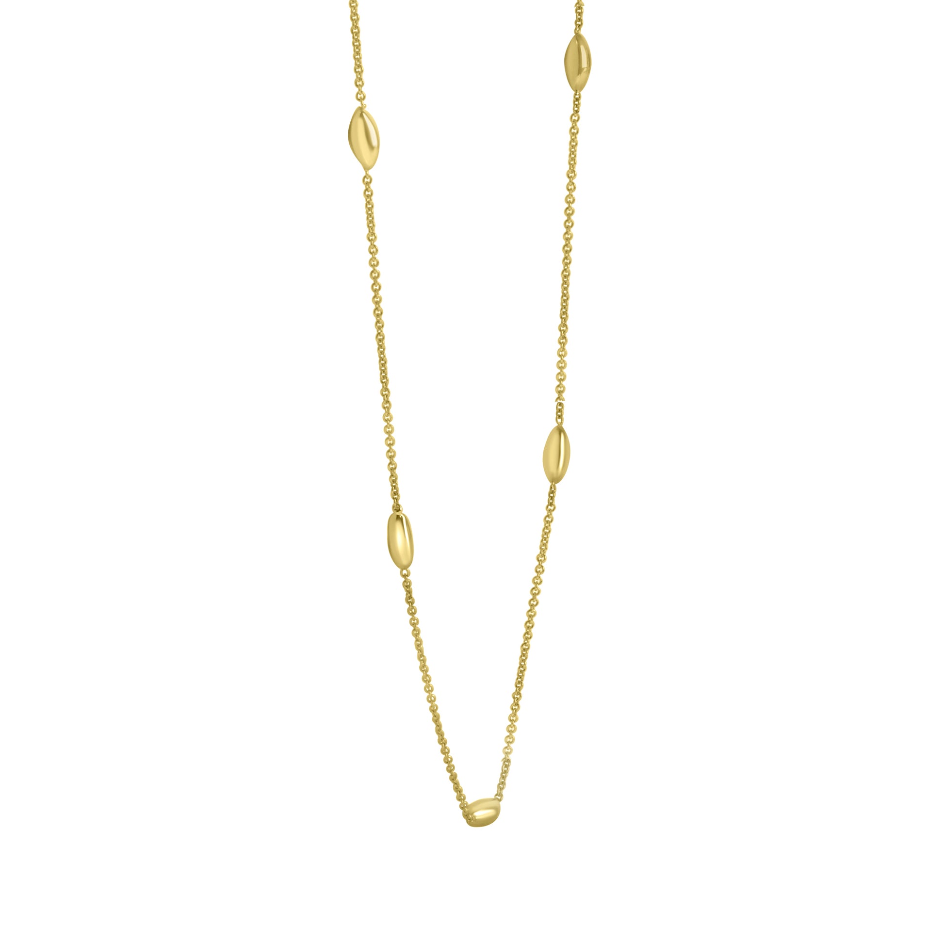 Yellow Gold Marquise Bead Trace Necklace