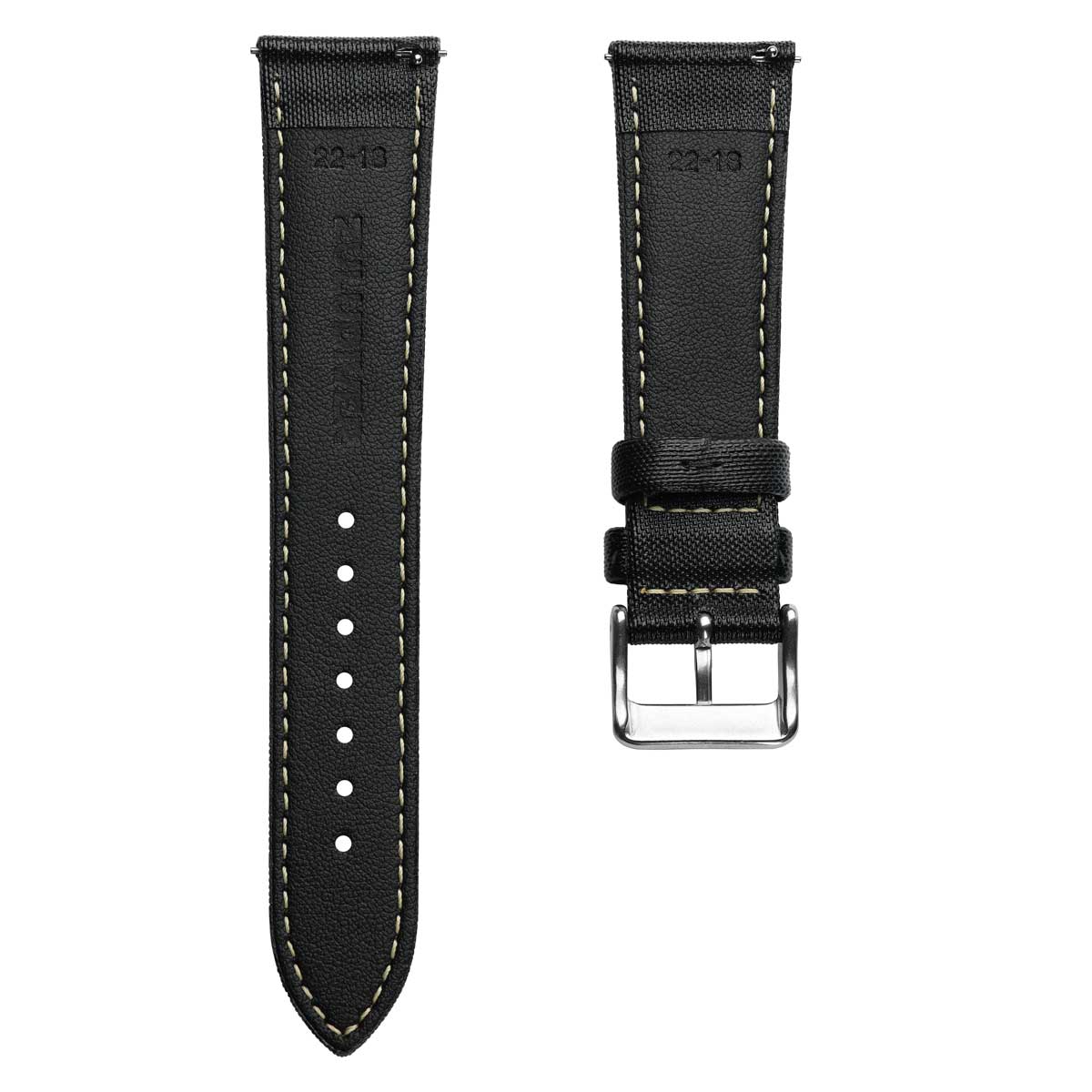 ZULUDIVER Mayday Regatta Black Sailcloth Watch Strap 20mm
