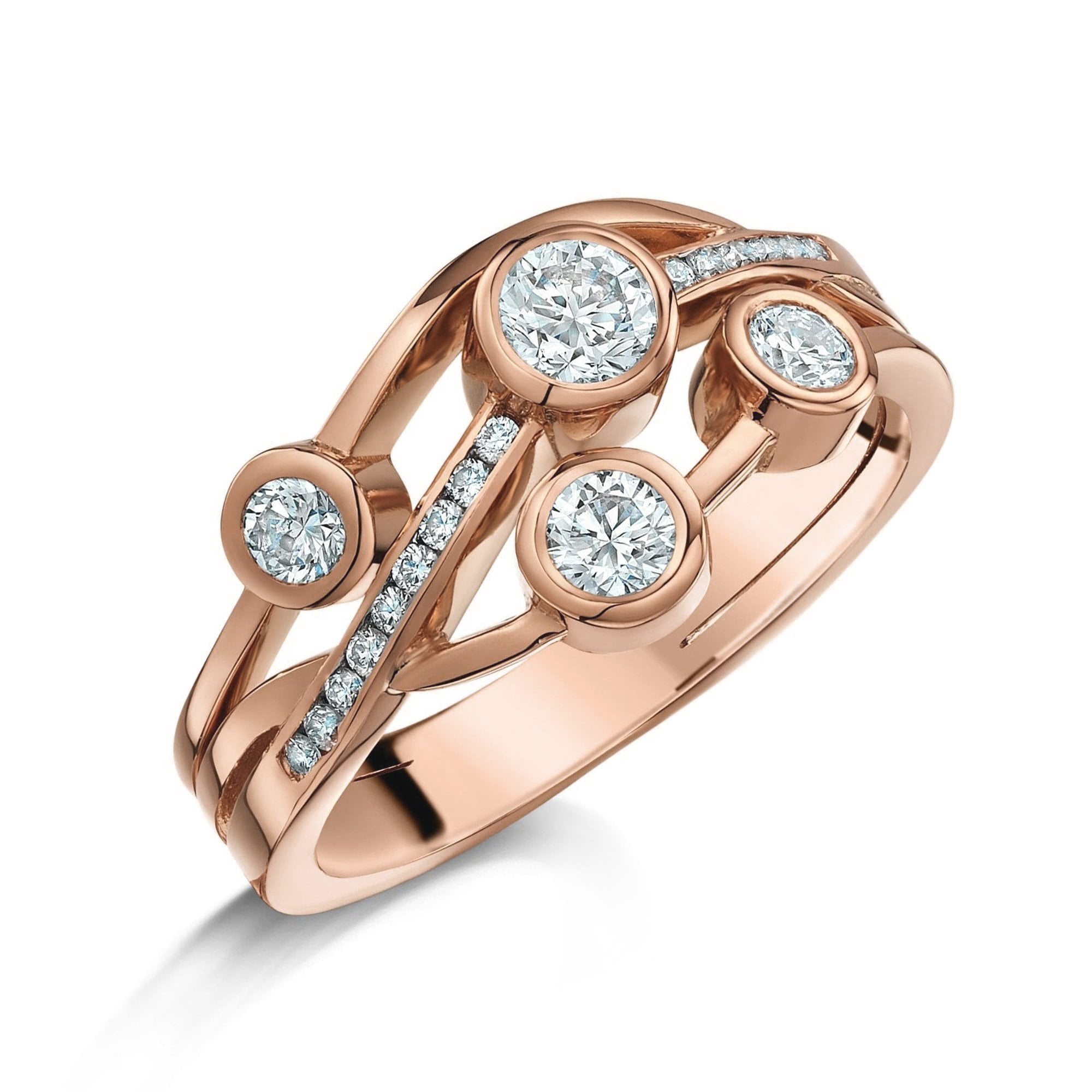 18ct Rose Gold 0.73ct Round Diamond 'Cascata' Bubble Ring
