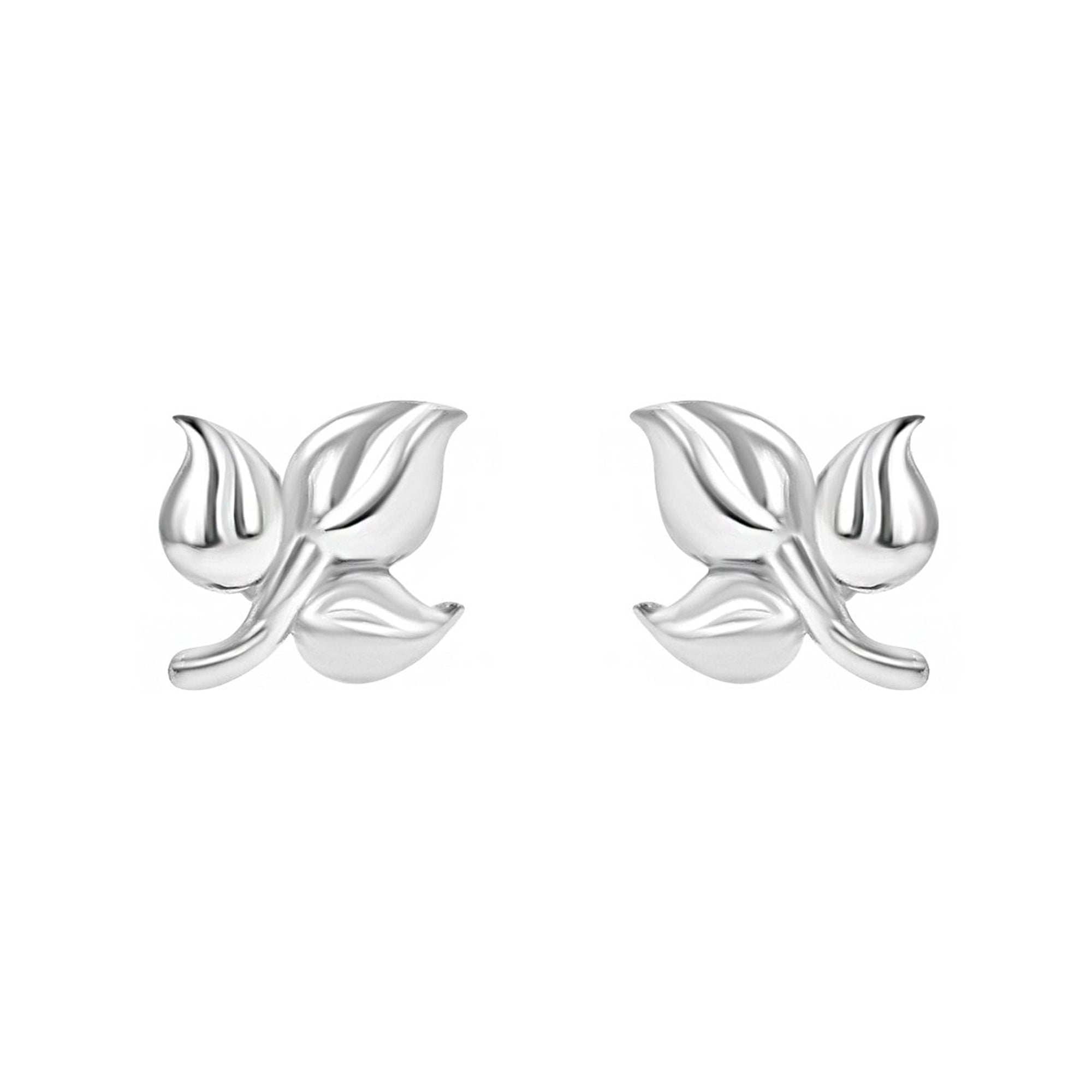 Sterling Silver Three Leaf Studs