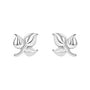 Sterling Silver Three Leaf Studs