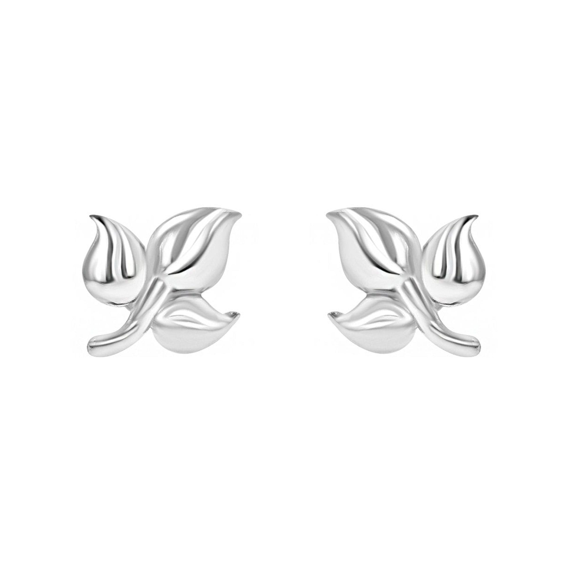 Sterling Silver Three Leaf Studs