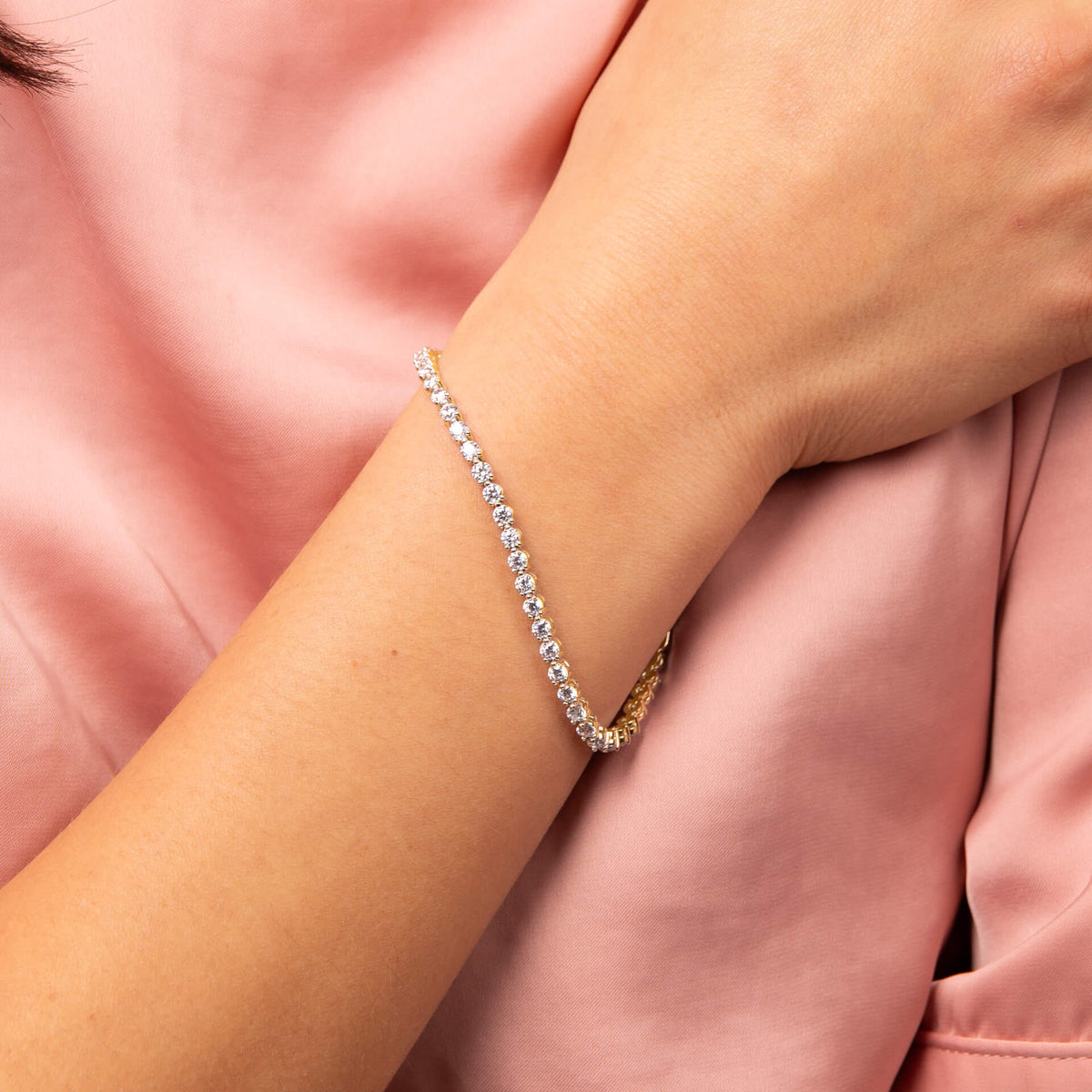 Diamonfire 24ct Gold Plated Cubic Zirconia Tennis Bracelet