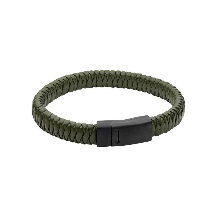 Fred Bennett Khaki Braided Leather Bracelet