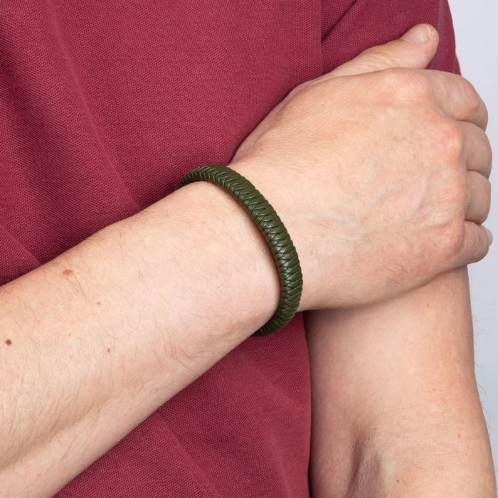 Fred Bennett Khaki Braided Leather Bracelet
