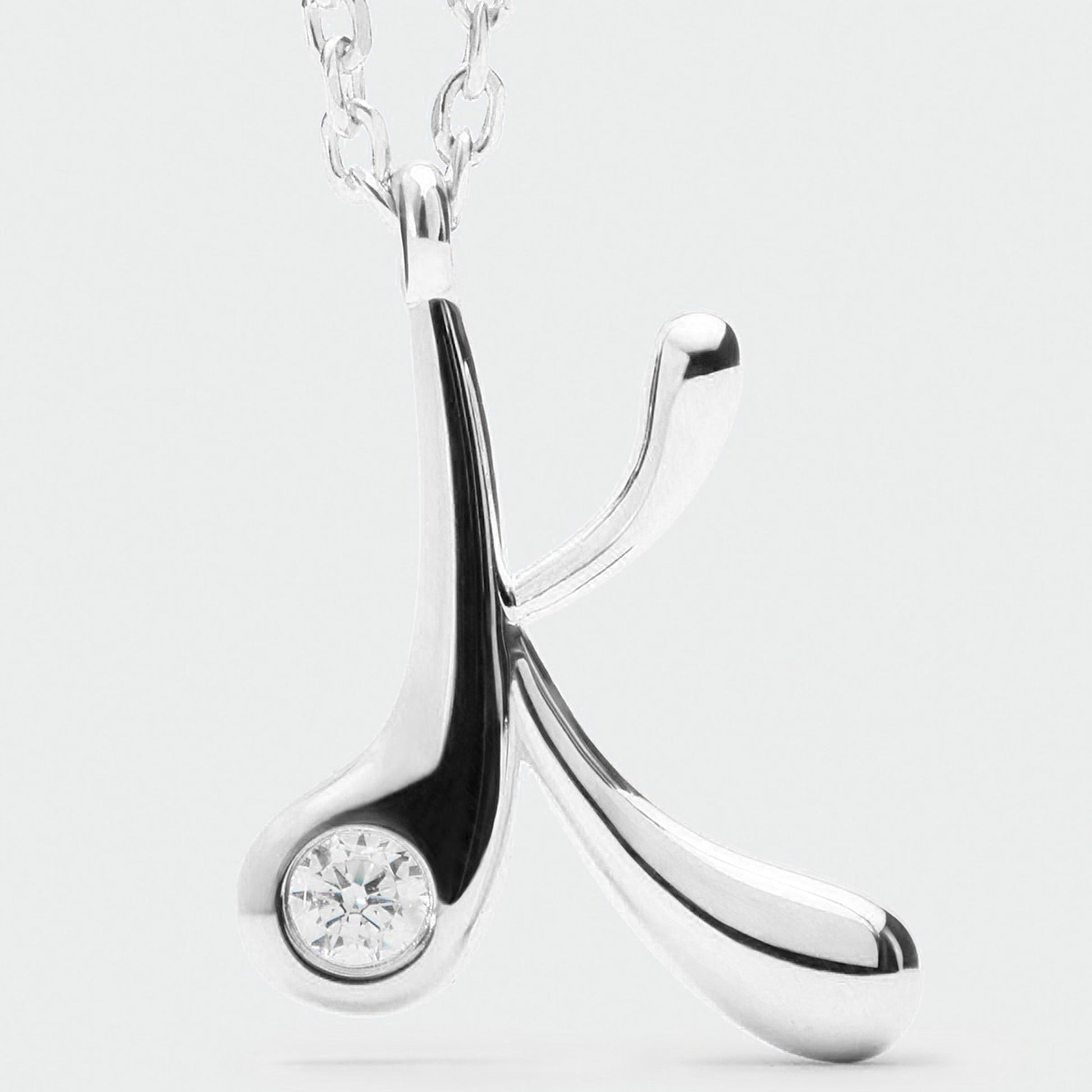 PDPAOLA sterling silver initial K necklace with round cubic zirconia