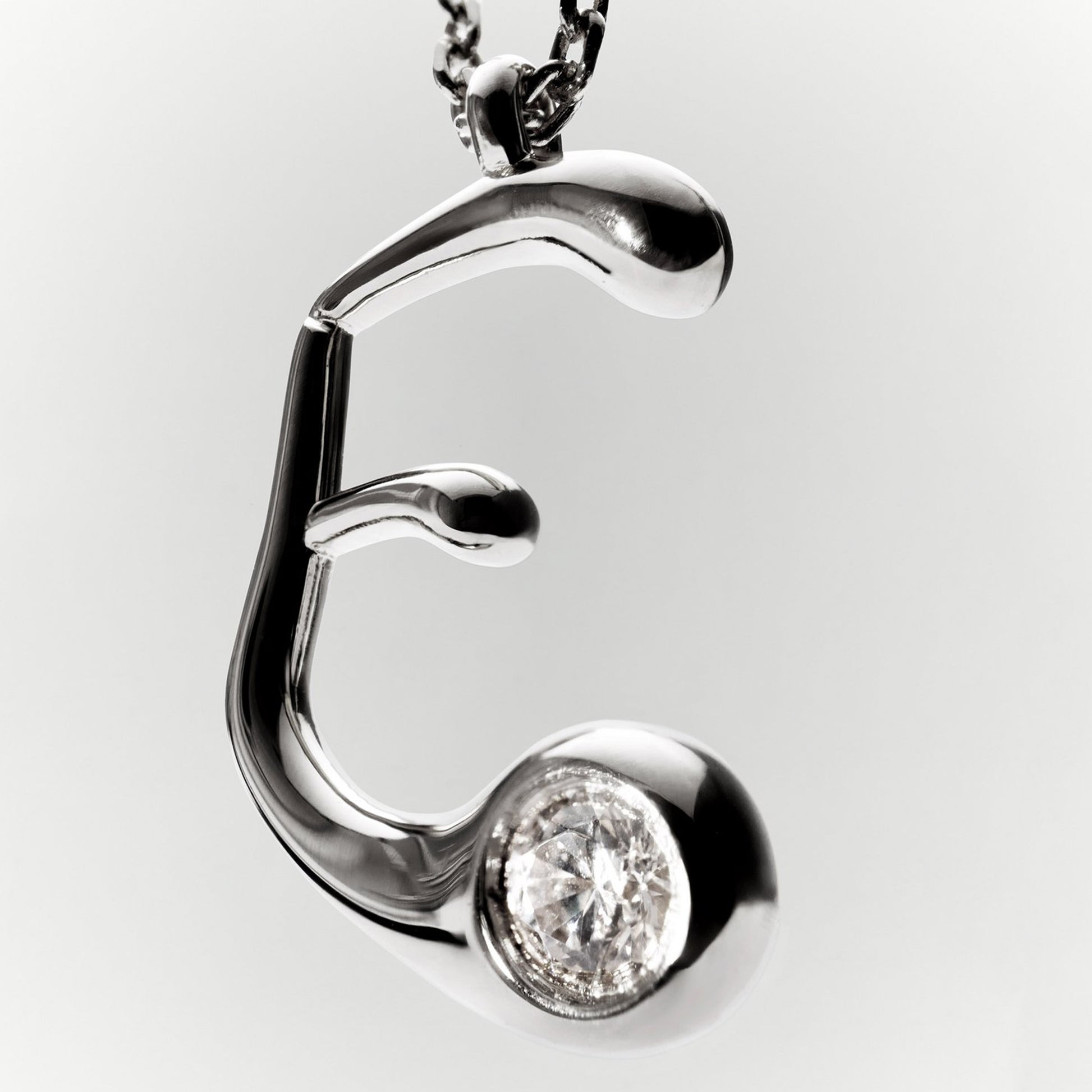 PDPAOLA sterling silver initial E necklace with round cubic zirconia