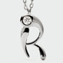 PDPAOLA sterling silver initial R necklace with round cubic zirconia