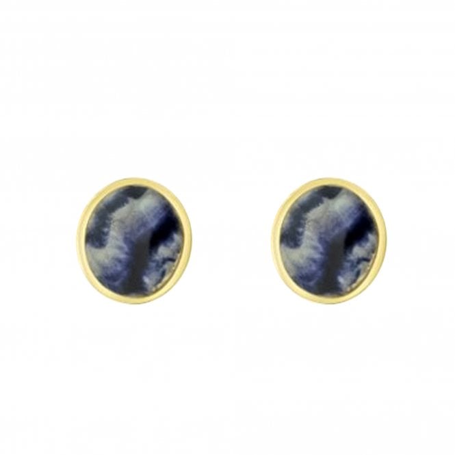 9ct Yellow Gold 7mm Round Blue John Stud Earrings